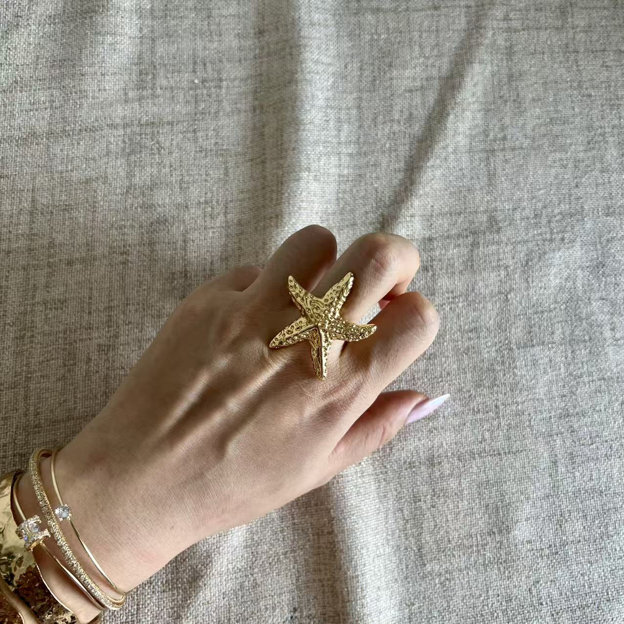 Golden Starfish Ring