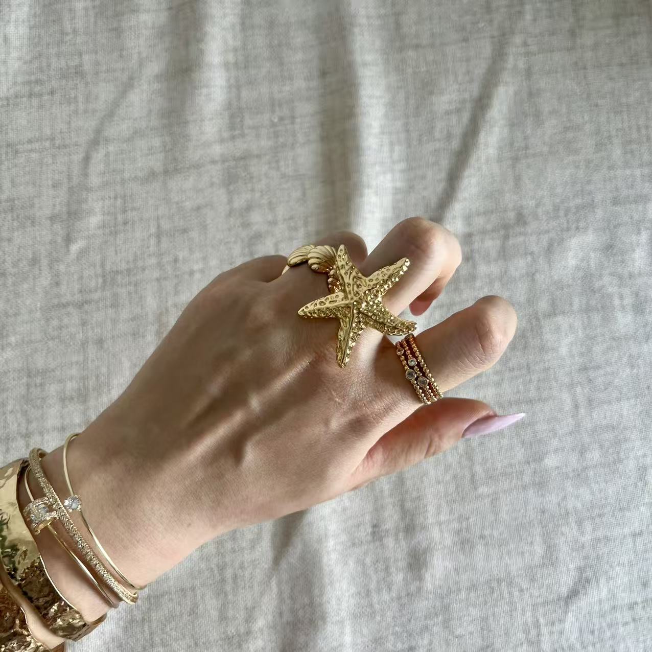 Golden Starfish Ring